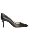 Gianvito Rossi 70mm Vitello Middle Heel Leather Pump In Black