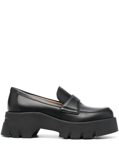 GIANVITO ROSSI 75MM CHUNKY LEATHER LOAFERS