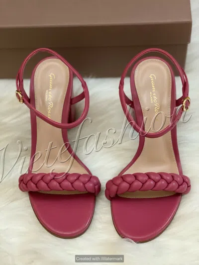 Pre-owned Gianvito Rossi $795  Braided Leather Sandals In Hibicus
