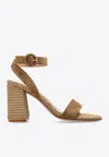 Gianvito Rossi Oleg 85 Suede And Raffia Sandals In Brown