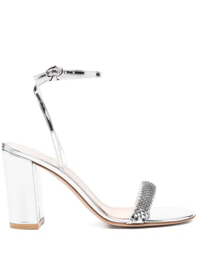 Gianvito Rossi 80mm Leather Sandals In Silver