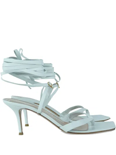 Pre-owned Gianvito Rossi 80mm Strap Heeled Sandals In White