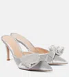 Gianvito Rossi 85 Bow-detail Velvet Mules In Silver