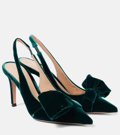 Gianvito Rossi 85 Bow-detail Velvet Slingback Pumps In Green