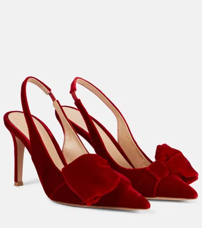 Gianvito Rossi 85 Bow-detail Velvet Slingback Pumps In Red