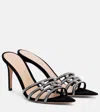 Gianvito Rossi 85 Crystal-embellished Suede Sandals In Black
