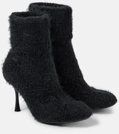 Gianvito Rossi Aspen 95 Brushed Ribbed-knit Ankle Boots In Black