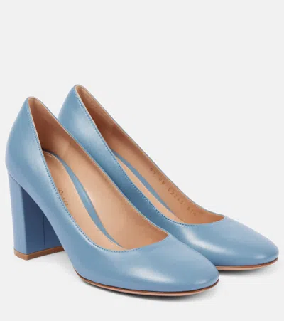 Gianvito Rossi 85 Leather Pumps In Blue
