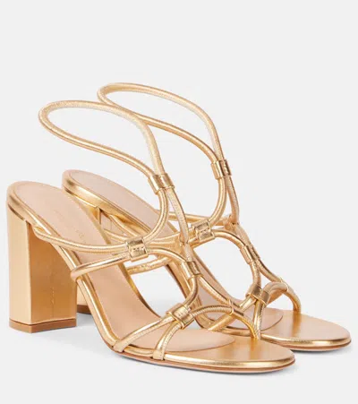 Gianvito Rossi 85 Leather Sandals In Gold