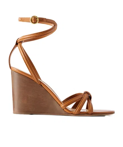 Gianvito Rossi 85 Leather Wooden Wedge Sandals In Brown