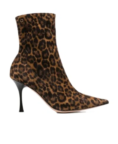 Gianvito Rossi Dasha Animal-print Leather Ankle Boots In Marrón