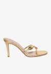 Gianvito Rossi Serpent 85 Embellished Metallic Leather Mules
