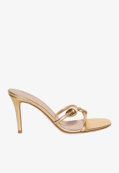 GIANVITO ROSSI 85 METALLIC LEATHER SANDALS