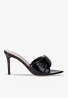 Gianvito Rossi Womens Black Bow-detail Patent-leather Heeled Sandals In Black