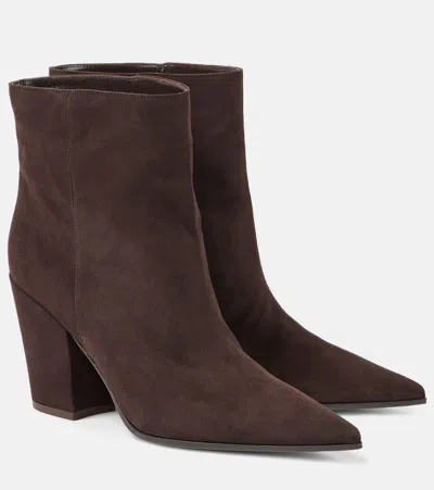 Gianvito Rossi Ankle Boots 85 Aus Veloursleder In Brown