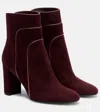 Gianvito Rossi 85 Metallic Leather-trimmed Suede Ankle Boots In Purple