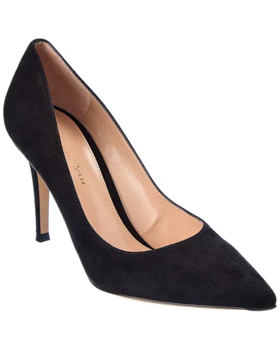 Gianvito Rossi Pointed Toe Heeled Shoes In Silk In Black
