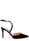 Gianvito Rossi Buckle Detail Strappy Suede Stiletto Pumps In Black