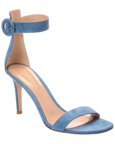 Gianvito Rossi 85 Suede Sandal In Blue