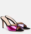 Gianvito Rossi 85 Suede-trimmed Metallic Leather Mules In Purple