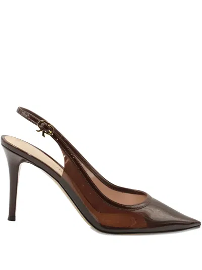 Pre-owned Gianvito Rossi 85 Translucent Slingback Pumps In Brown