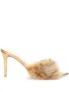 Gianvito Rossi Pointy Shearling-trimmed Leather Mules In Gold