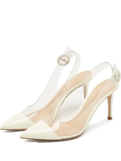 Pre-owned Gianvito Rossi 85mm Buckled-slingback Pumps In White