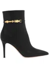 Gianvito Rossi Vitello Glove 85 Embellished Leather Ankle Boots In Black