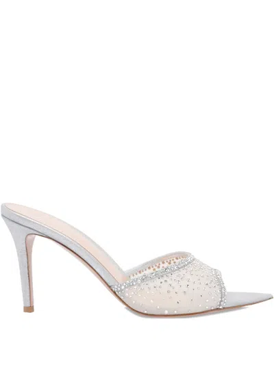 Gianvito Rossi 85mm Crystal-embellished Heeled Mules In White