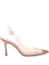 Gianvito Rossi Plexi Patent Leather Cap-toe Slingback Pumps In Brown