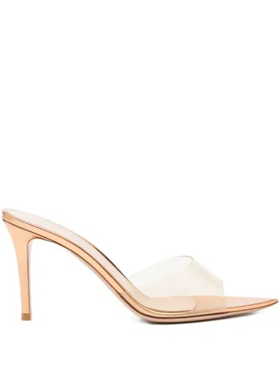 Gianvito Rossi Elle Pvc And Patent Leather Mule Sandals With High Heel In Neutral