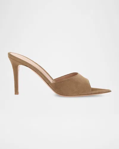 Gianvito Rossi 85mm Elle Suede Mule Pumps In Brown