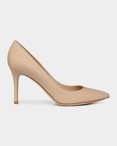 Gianvito Rossi 85mm Gianvito Leather Pointed-toe Pumps In Neutral