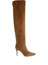 Gianvito Rossi 85mm Hansen Cuissard Suede Pointed-toe Knee-high Boots In Brown