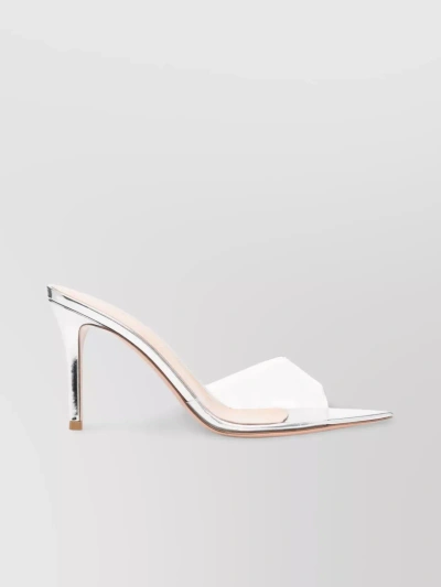 Gianvito Rossi 85mm Heel Pointed Mule With Metallic Finish In White