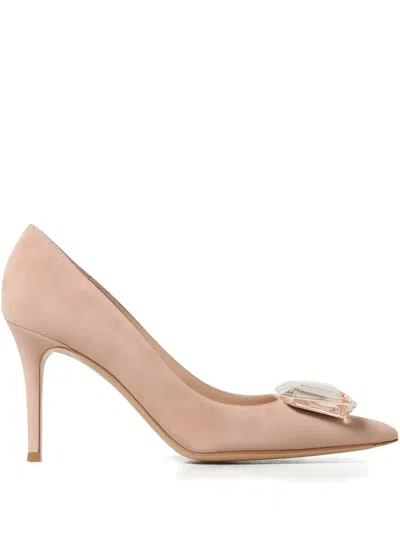 Gianvito Rossi 85mm Jaipur Crystal-embellished Pumps In Neutral
