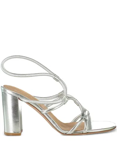 Gianvito Rossi 85mm Knotted Leather Sandals In Metallic