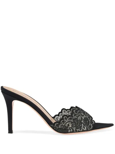 Gianvito Rossi 85mm Lace-appliqué Mules In Black