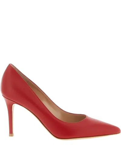 Gianvito Rossi 85mm Leather Heeled Pumps In Red