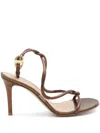 Gianvito Rossi Black Mamba 85 Metallic Leather Sandals In Brown