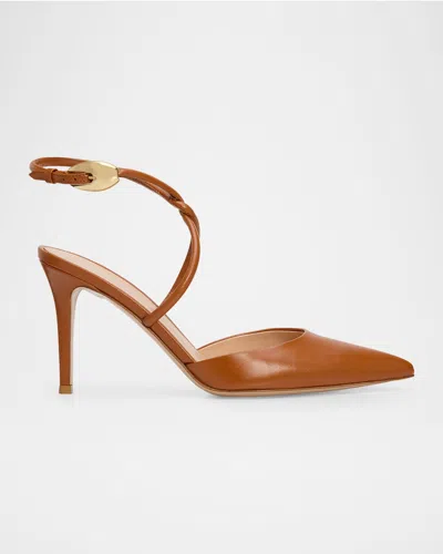 Gianvito Rossi 85mm Nappa Leather Ankle-strap Pumps In Brown
