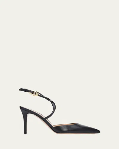 Gianvito Rossi 85mm Nappa Leather Slingback Pumps In Black