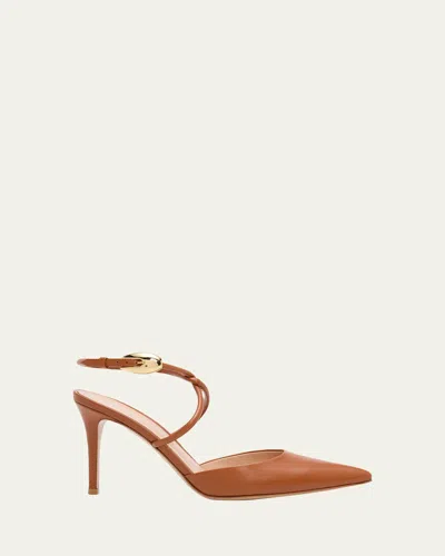 Gianvito Rossi 85mm Nappa Leather Slingback Pumps In Animal Print