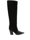 Gianvito Rossi Leather-trimmed Knee-high Boots In Black