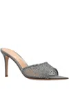 Gianvito Rossi 85mm Rania Crystal-embellished Heeled Mules In Gray