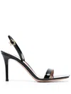 Gianvito Rossi Ribbon Stiletto 85 Sandals In Black Patent Leather In Black