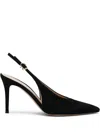 Gianvito Rossi High Suede Slingback With Buckle Detail In Black