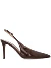 Gianvito Rossi Robbie 85 Patent Leather Slingback Pumps In Brown