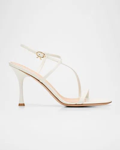 Gianvito Rossi 85mm Strappy Calf Leather Sandals In White