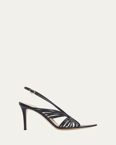 Gianvito Rossi 85mm Strappy Leather Pointed-toe Sandals In Black